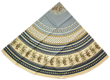 French round coated tablecloth (olives tamaris. blue) - Click Image to Close